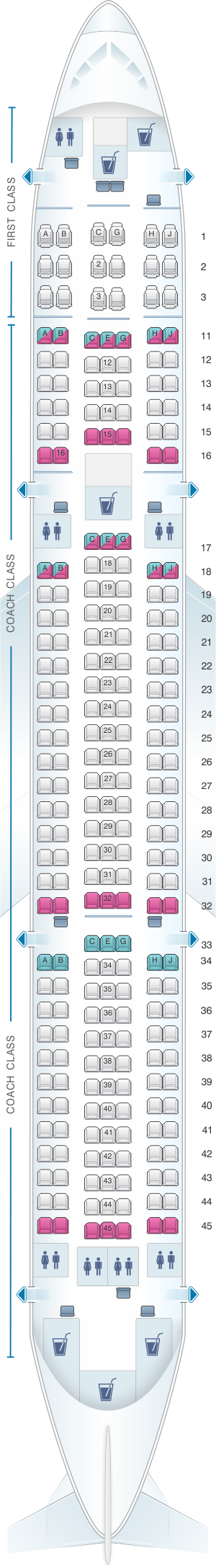 Where can you view the seat layout for a Boeing 767 airplane?