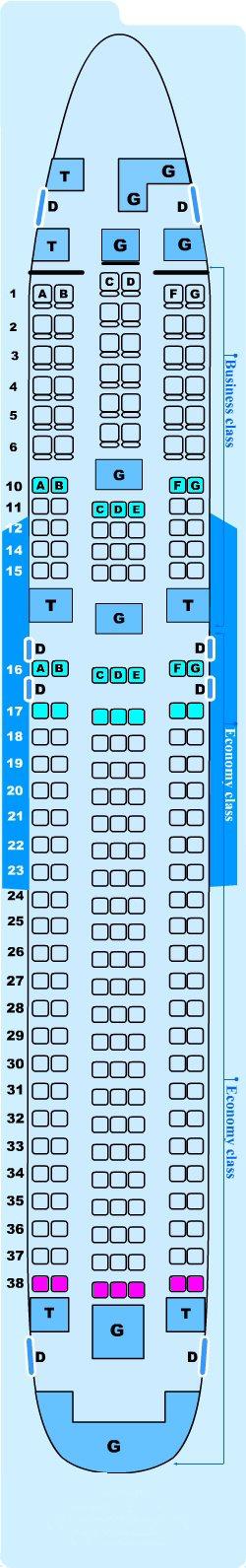 Seat map for Lauda Air Boeing B767 300 ER