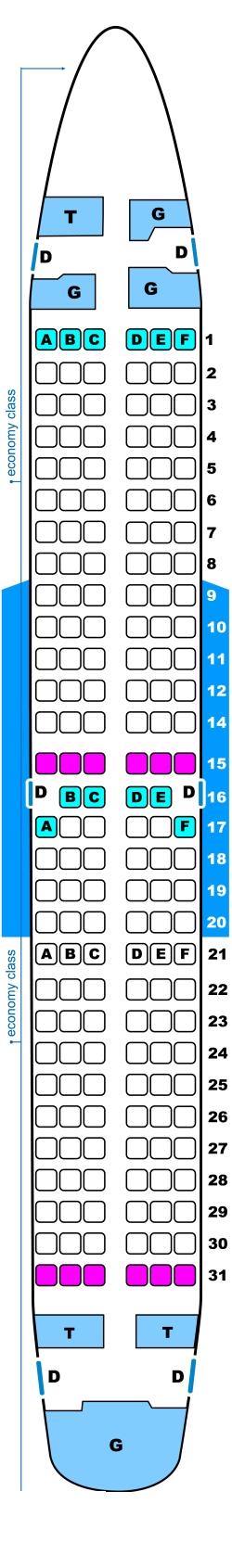Seat map for Lauda Air Boeing B737 800