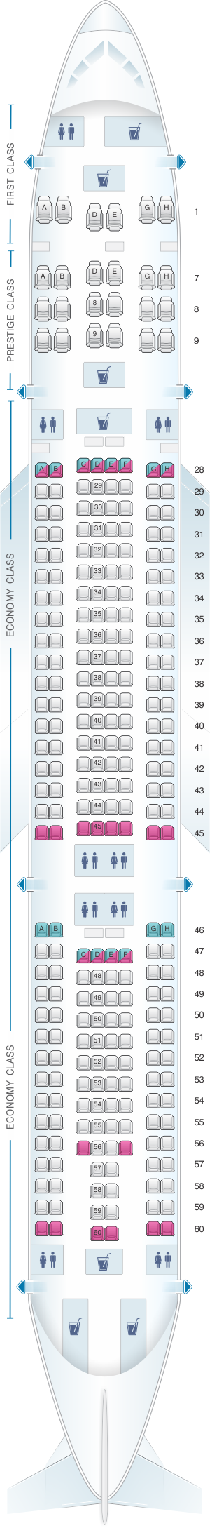 Airbus A330-300 Seat Map