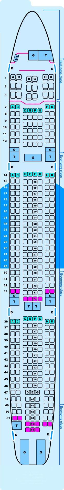 Seat map for Airbus A330 300