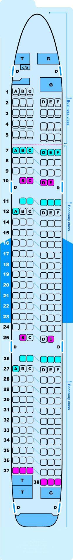 Seat map for Airbus A321 200