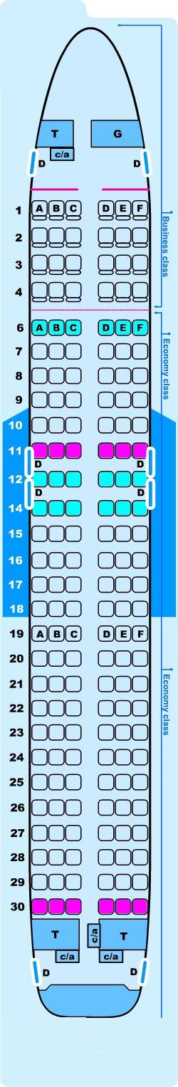 Seat map for Airbus A320 200