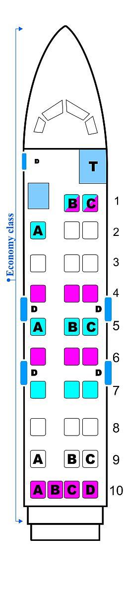 Seat map for Midwest Airlines Embraer EMB120