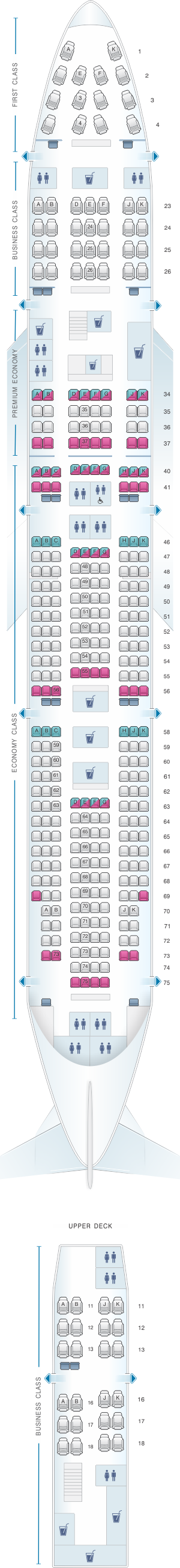 Qantas Boeing 744 Jet Seating Chart