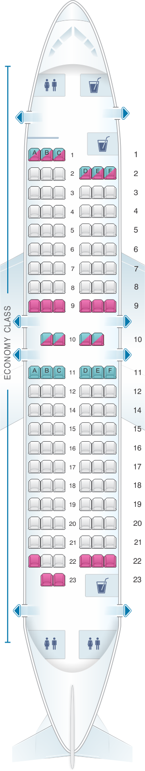 Seat map for Scandinavian Airlines (SAS) Boeing B737 600