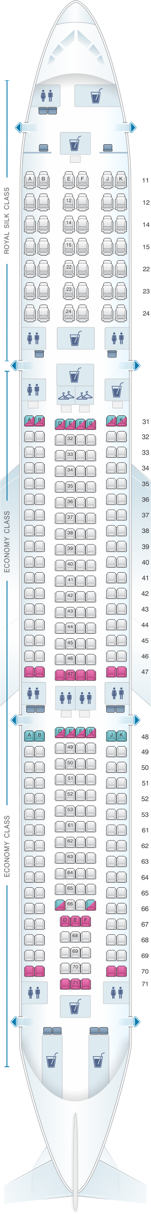 Seat map for Thai Airways International Airbus A330 300 (333)