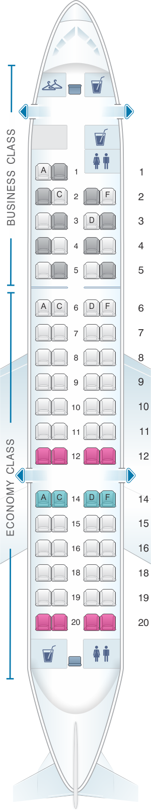 Seat map for Lufthansa Bombardier Canadair CRJ 700