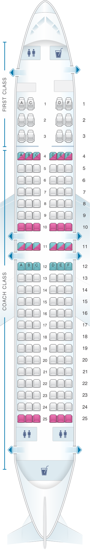 Seat map for US Airways Boeing B737 400