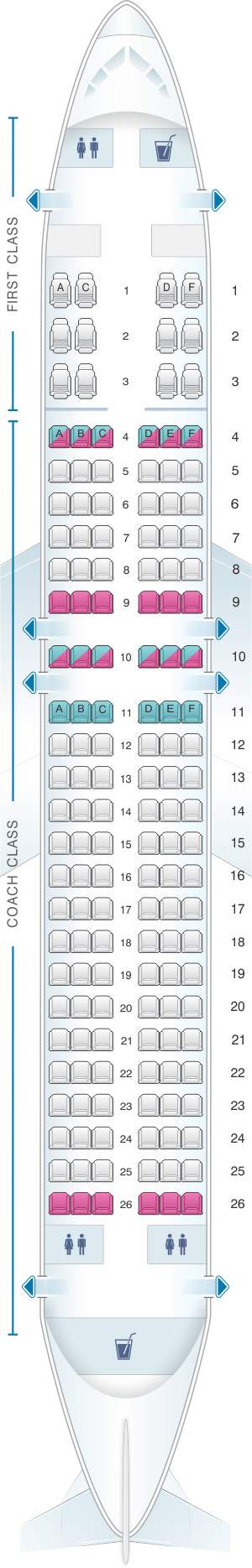 Seat Map Us Airways Airbus A320 Seatmaestro