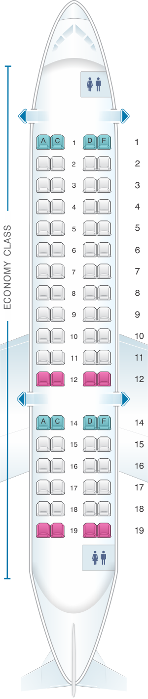 Seat map for Air France Bombardier CRJ 700