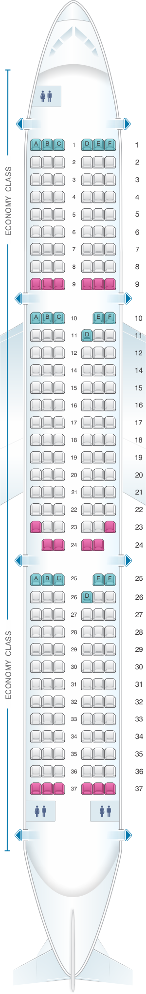 Seat map for Air France Airbus A321 Metropolitan V2