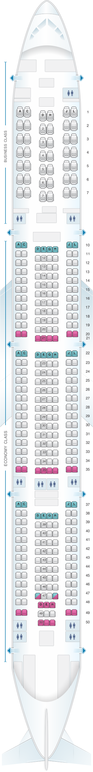 What is the seating configuration for the Iberia Airbus A340?