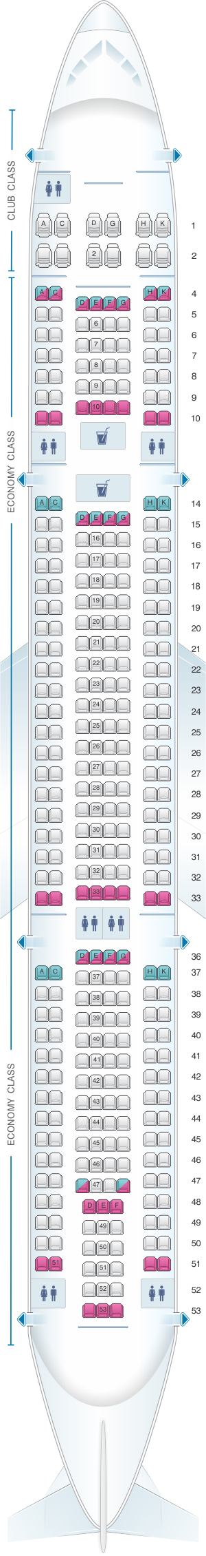 Seat Map Air Transat Airbus A330 300 346pax Seatmaestro