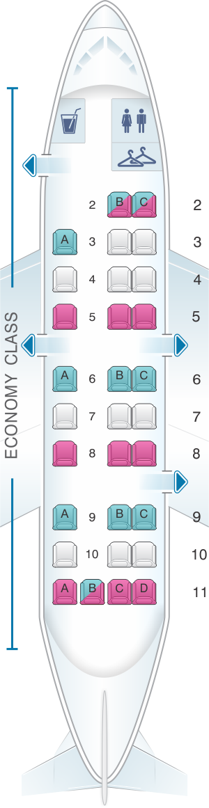 Seat map for United Airlines Embraer EMB 120 (EM2) - version 2