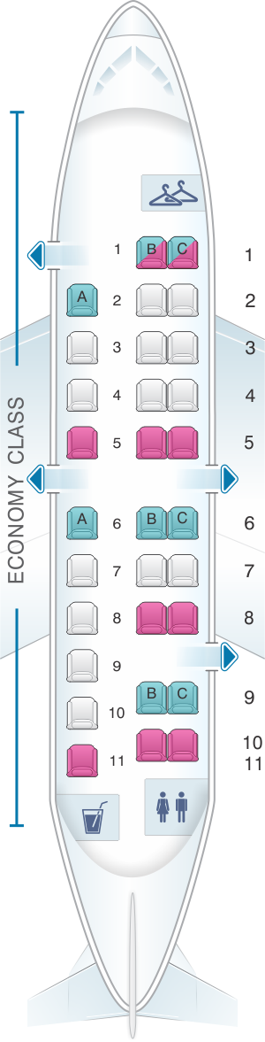 Seat map for United Airlines Embraer EMB 120 (EM2) - version 1