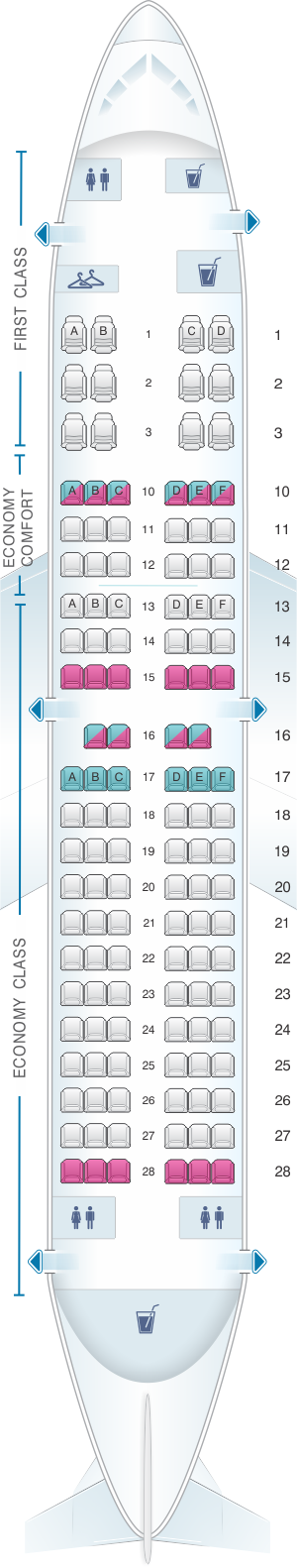 Seat map for Delta Air Lines Boeing B737 700 (73W)