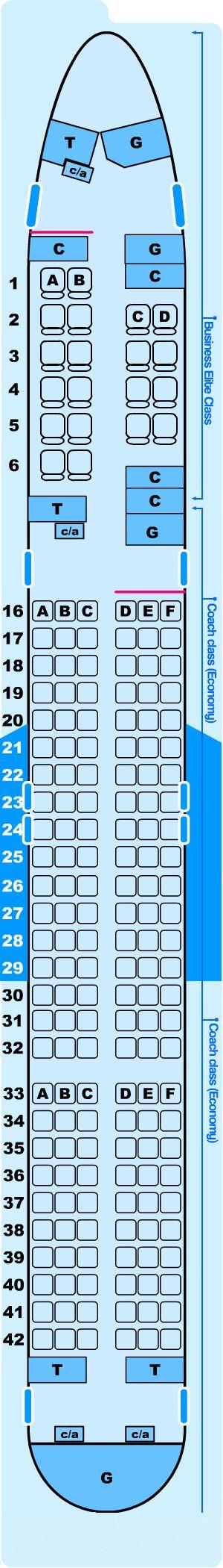 Seat map for Northwest Airlines Boeing B757 200 (5600) Pacific