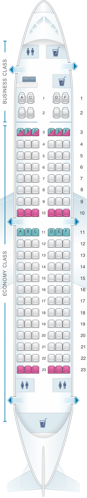 Seat map for TAROM Boeing B737 300 134pax