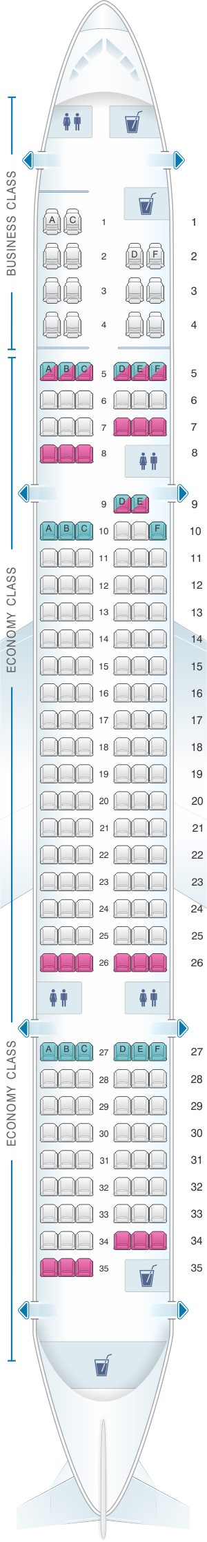 Seat map for US Airways Boeing B757 200 190pax