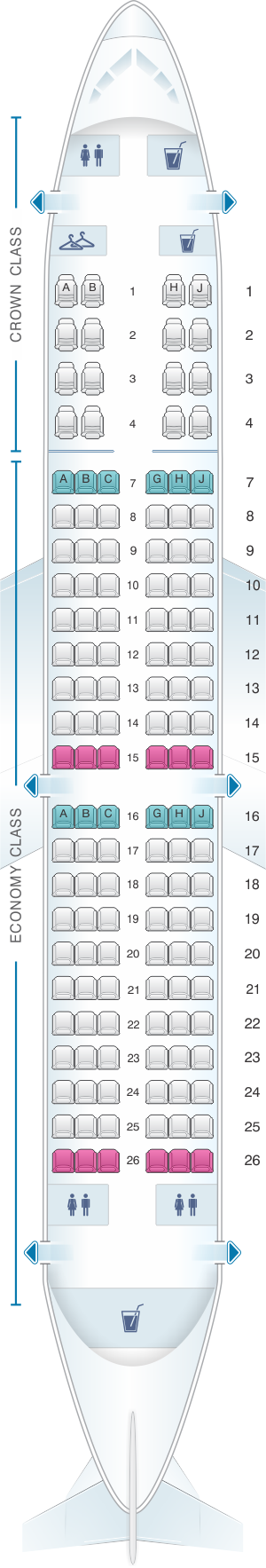 Seat map for Royal Jordanian Airbus A320 200