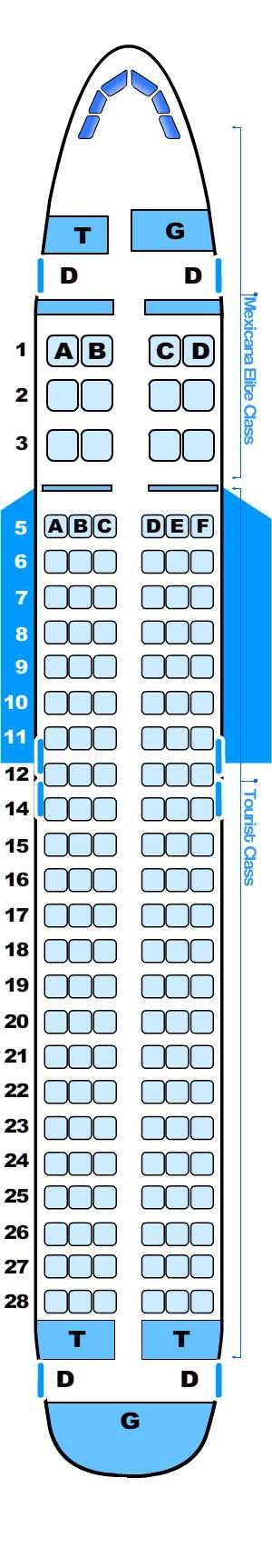 Seat map for Airbus A320 200