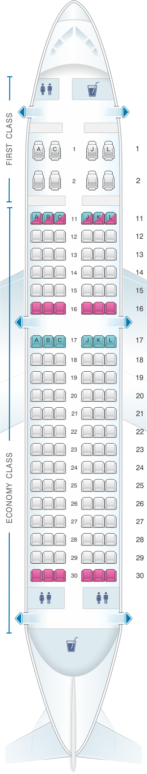 Seat map for Air China Airbus A319 100