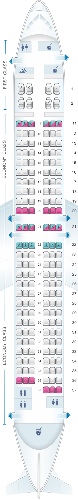 Seat map for Air China Boeing B737 800 (167PAX)