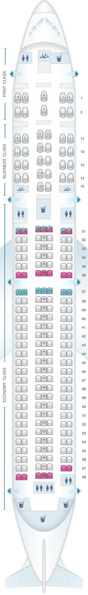 Seat map for Air China Boeing B767 300