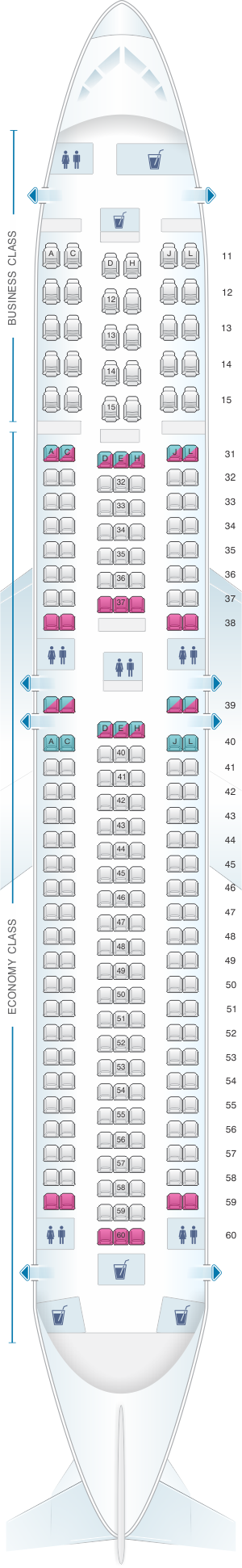 Seat map for Air China Boeing B767 300ER