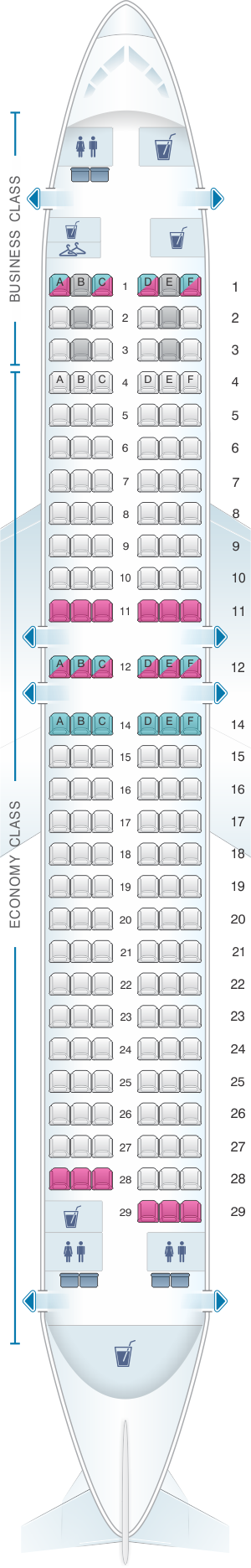 Seat map for Turkish Airlines Boeing B737 800