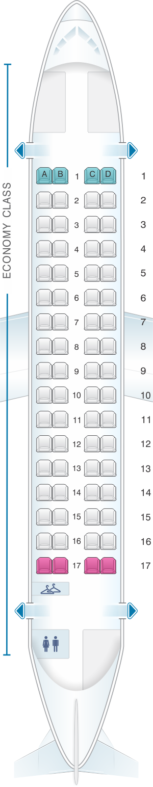 Seat map for Air New Zealand ATR 72 500