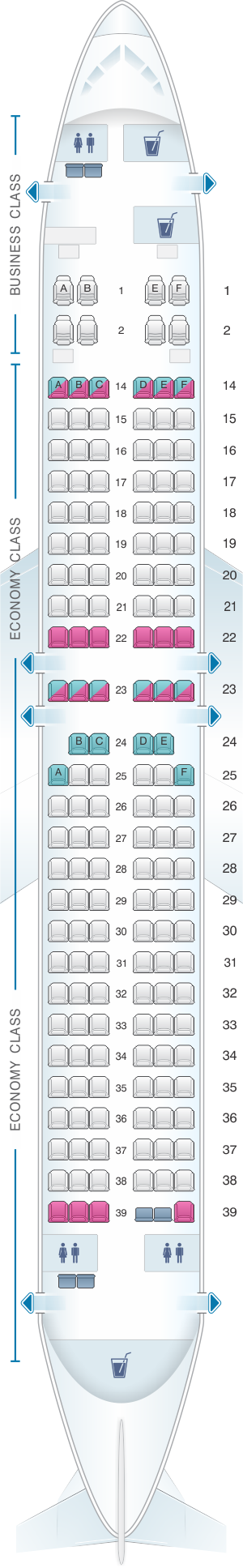 Seat Map Fiji Airways Boeing B737 800 164pax | SeatMaestro.com