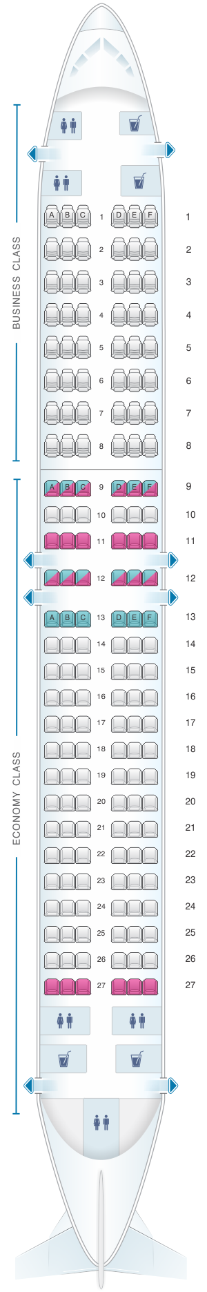 Seat map for Air Algerie Boeing B737-800 config 1