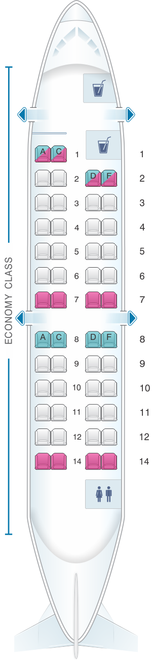 Seat map for Iberia Regional - Air Nostrum CRJ 200