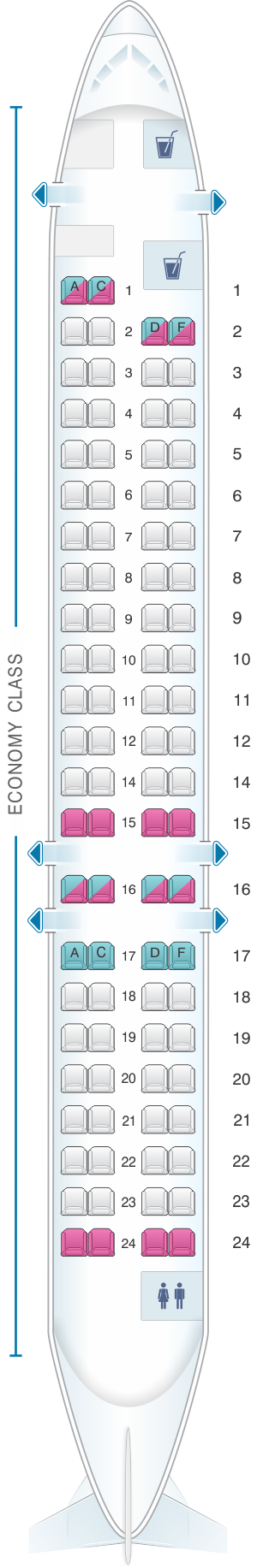 Seat map for Iberia Regional - Air Nostrum CRJ 900