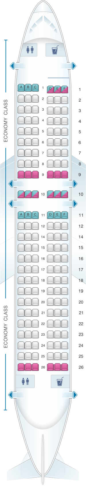 Seat map for Cebu Pacific Air Airbus A319