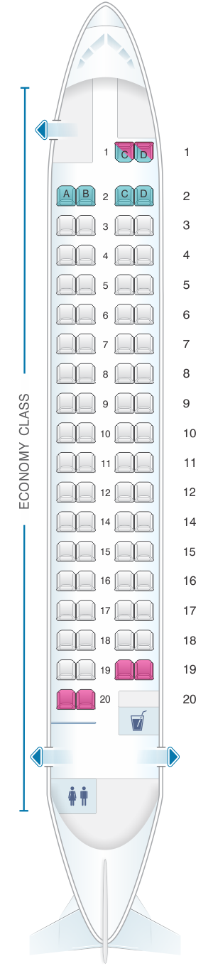Seat map for Cebu Pacific Air ATR 72 500