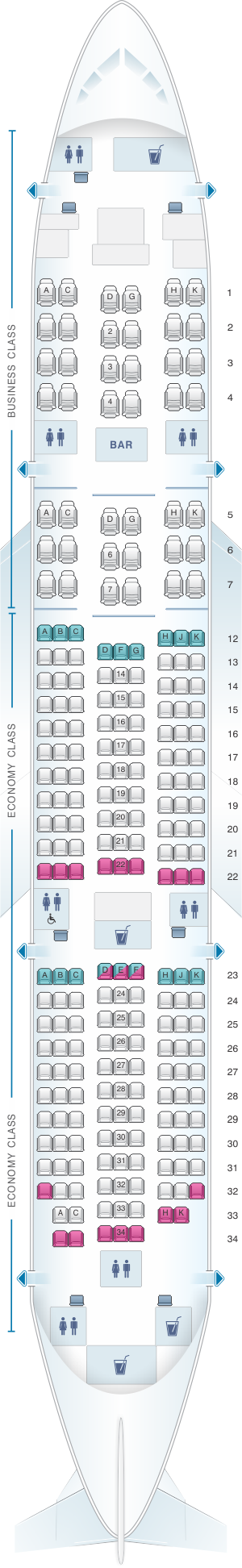 Seat map for ANA - All Nippon Airways Boeing B787-8 240PAX