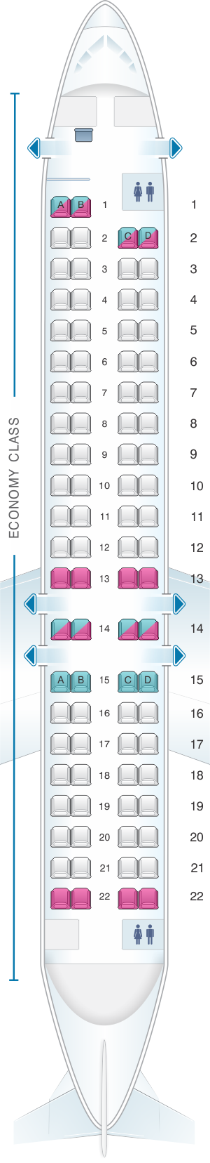 Seat map for Adria Airways Bombardier CRJ 900LR