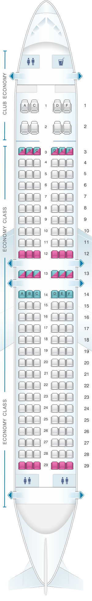 Seat map for Aerolineas Argentinas Boeing B737 800