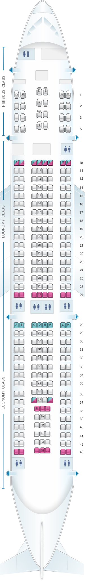 Seat map for Aircalin Airbus A330 200