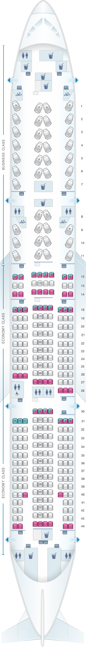 Seat map for Air Canada Boeing B777 200LR North America