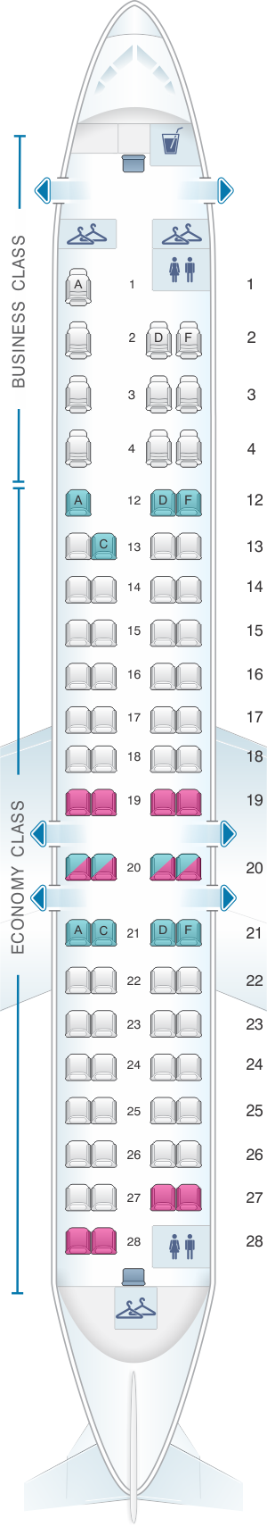 Seat map for Air Canada Bombardier CRJ705