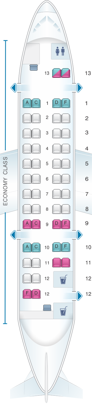 Seat map for Air Canada Bombardier Dash 8-300