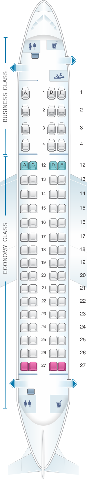 Seat map for Air Canada Embraer E175