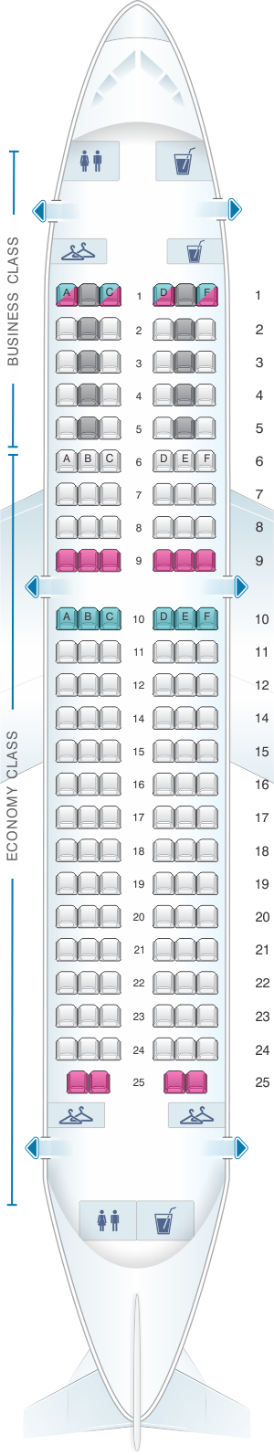 Seat map for Air France Airbus A319 Europe V1