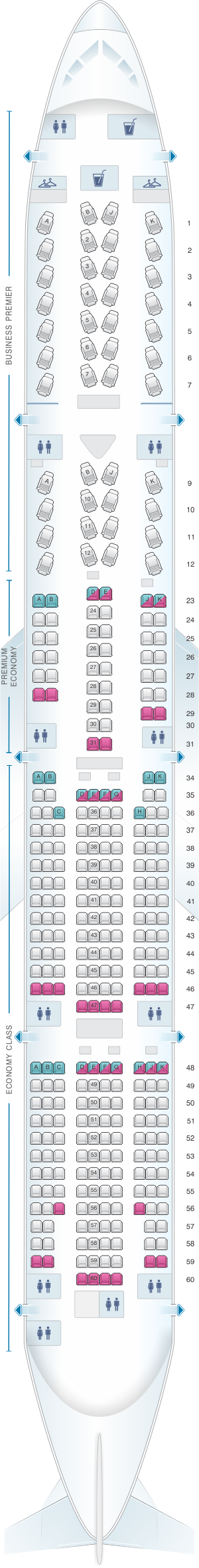 Seat map for Air New Zealand Boeing B777 300