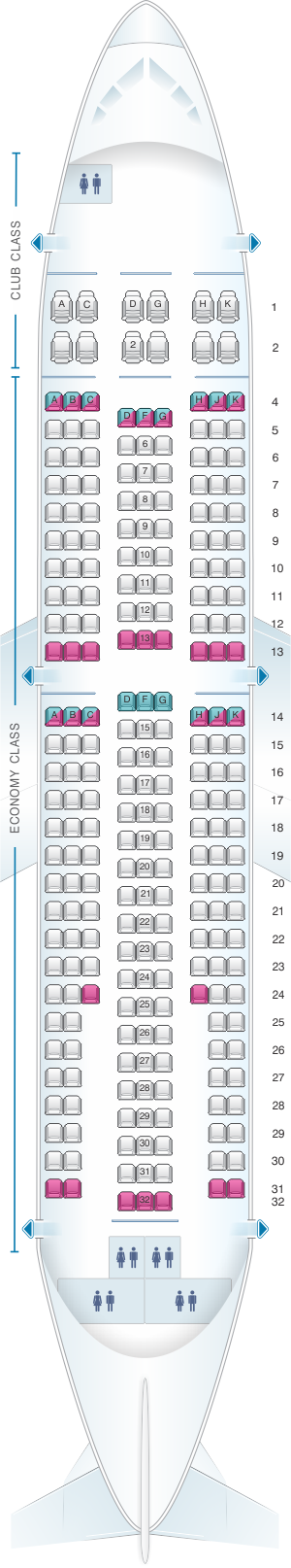 Seat Map Air Transat Airbus A310 300 Seatmaestro