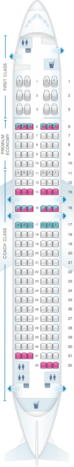 Seat map for Alaska Airlines - Horizon Air Boeing B737 800